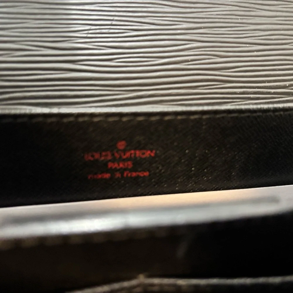 Louis Vuitton Black Epi Leather Briefcase with Gold Hardware